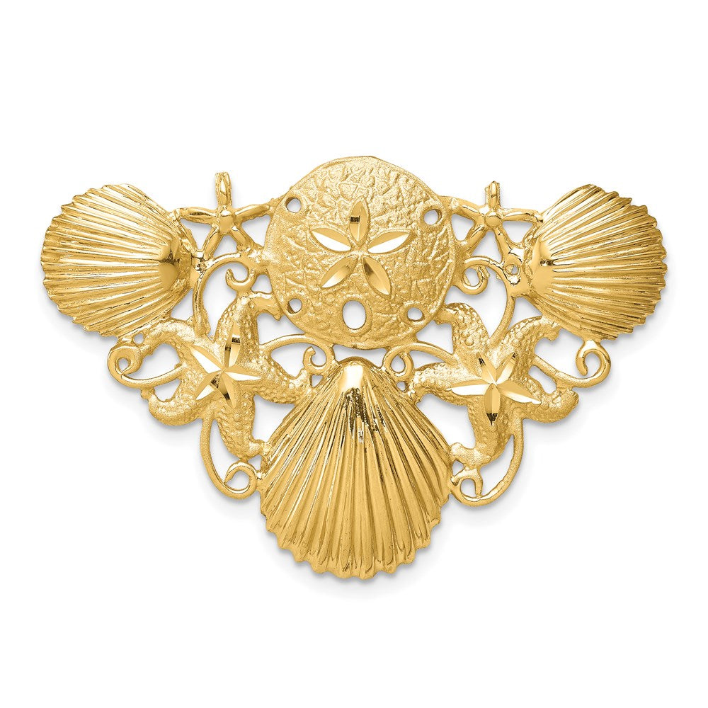 Solid;Casted;Diamond-cut;Polished;Satin;14k Yellow gold;Hidden bail;Fits up to 4mm regular;Fits up to 6mm fancy
