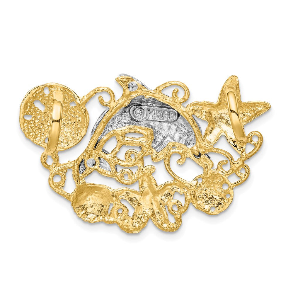 14k Two-tone Sea Life Fits 5mm/6mm Omega Slide