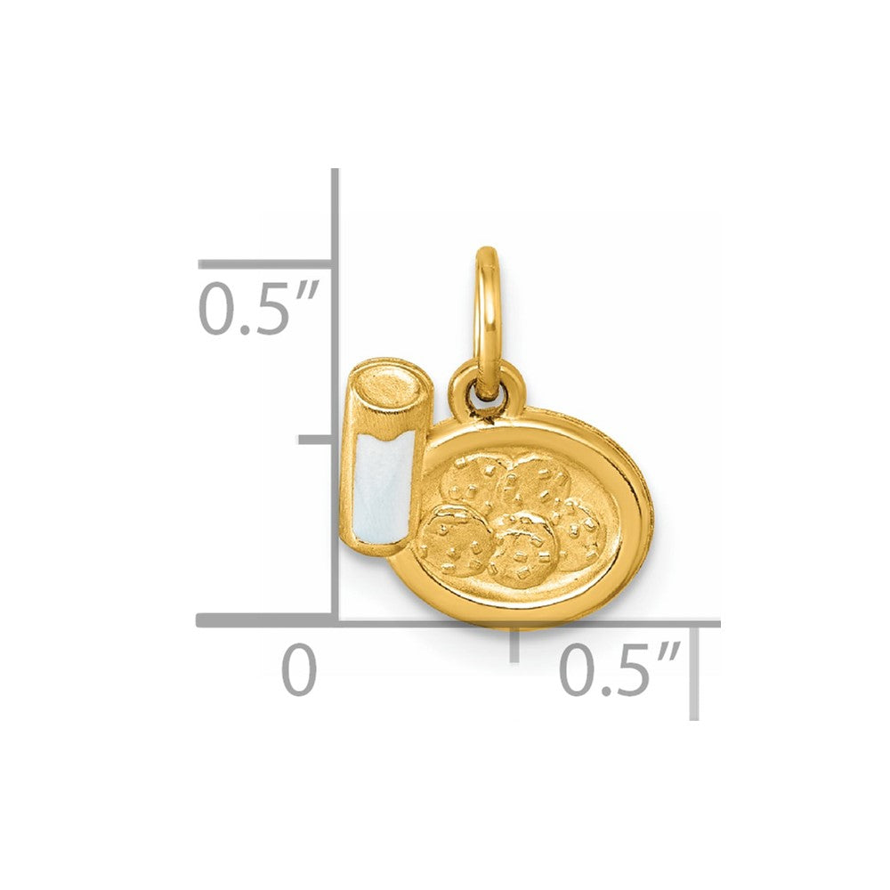 14K Polished White Enameled Milk and Cookies Pendant