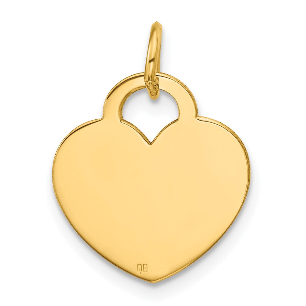 14K Polished Engravable 15mm Heart Disc Pendant