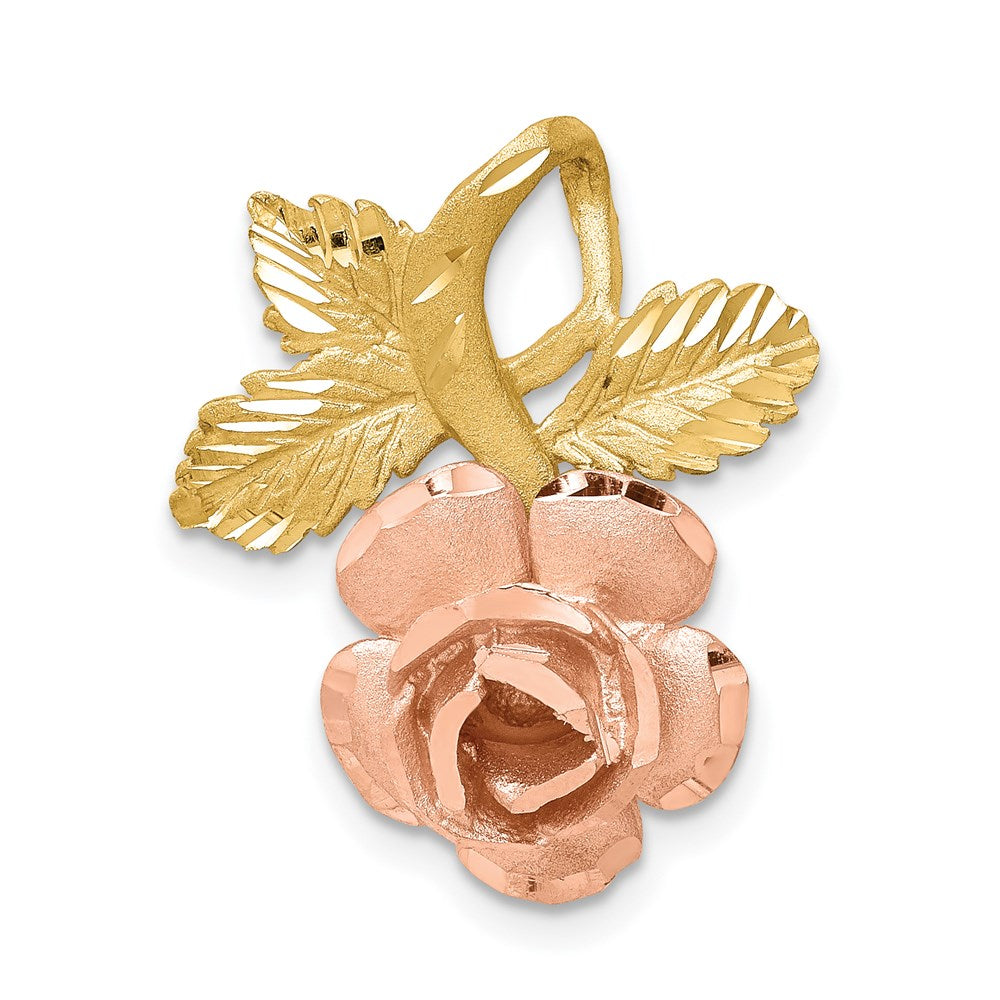 Solid;Casted;Diamond-cut;Satin;14K Two-tone;Chain slide