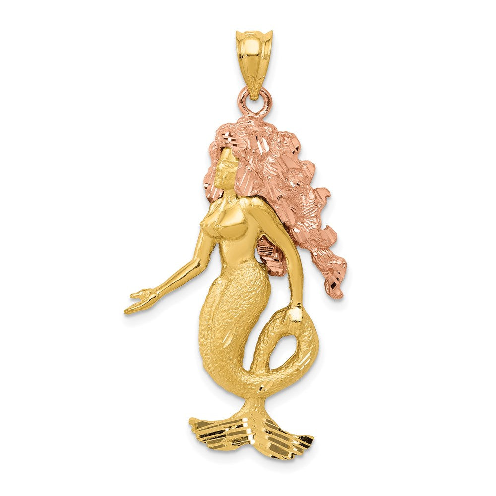 Solid;Casted;Diamond-cut;Polished;Satin;14K Two-tone;Open back