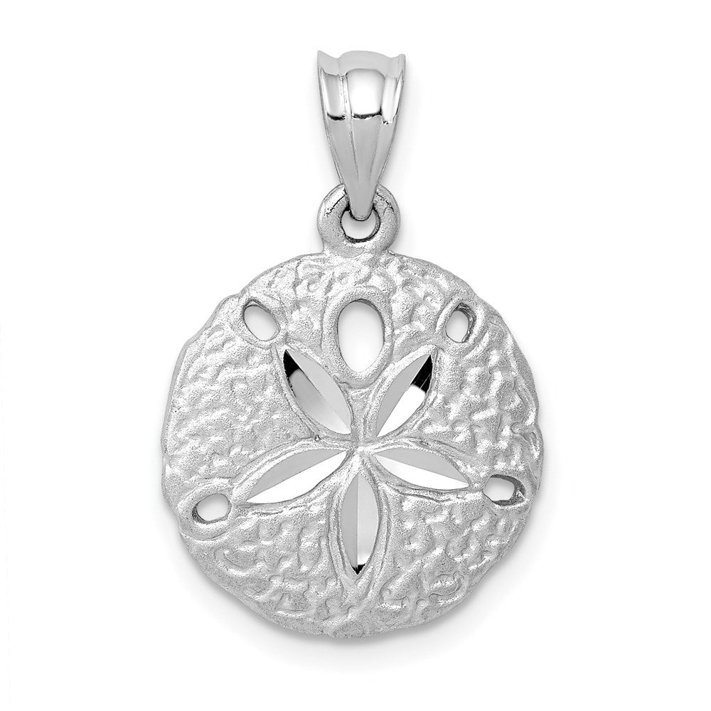Solid;Casted;Diamond-cut;Satin;14K White gold;Textured back