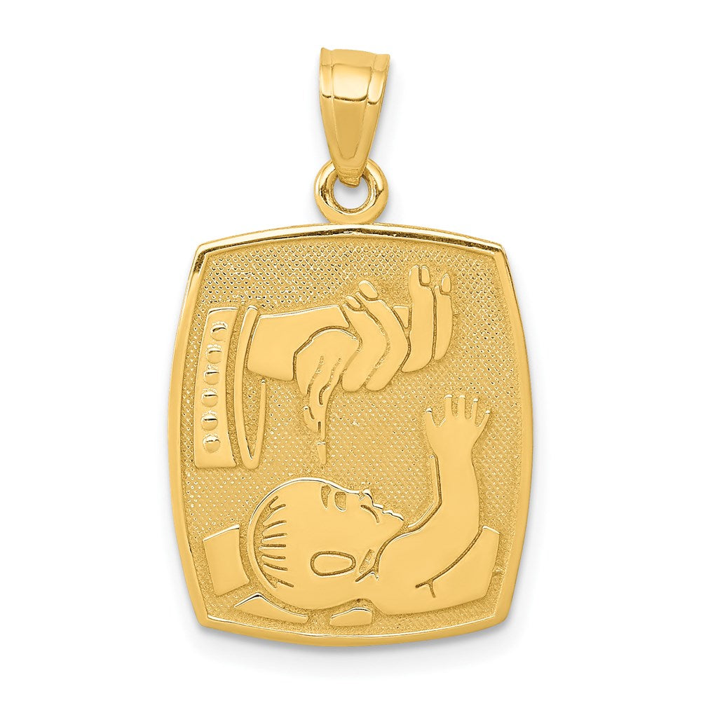 Die struck;14k Yellow gold;Not engraveable;Polished & satin