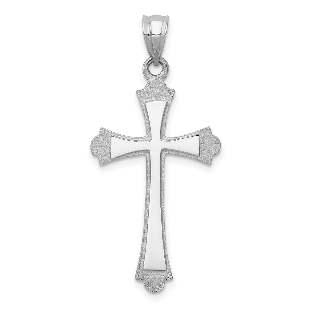 Solid;Casted;Polished;Satin;14K White gold;Not engraveable;Textured;Textured back