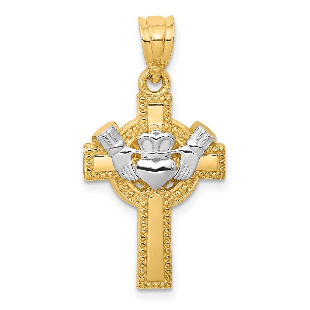 Solid;Polished;Flat back;14K Yellow gold & rhodium;Not engraveable