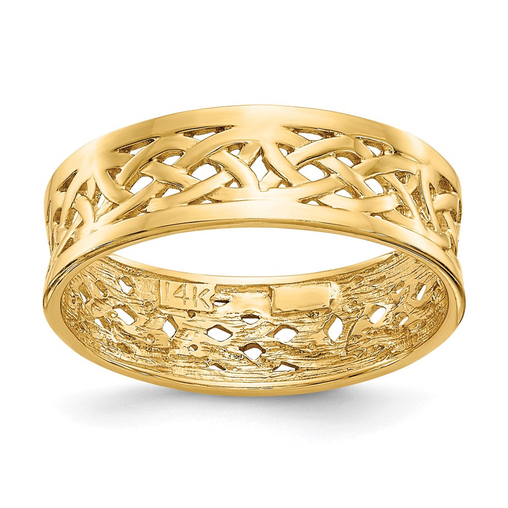Casted;Polished;14k Yellow gold;Unable to size;Filigree