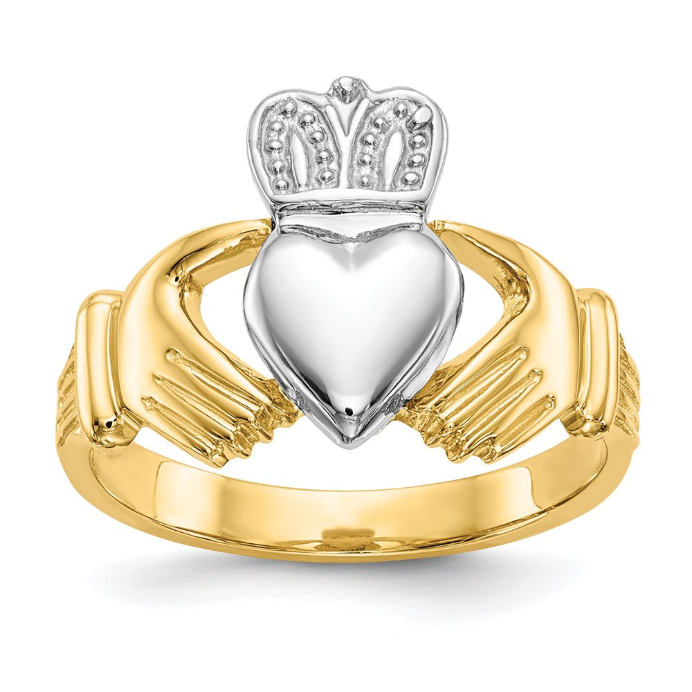 Solid;Casted;Polished;14K Two-tone;Open back