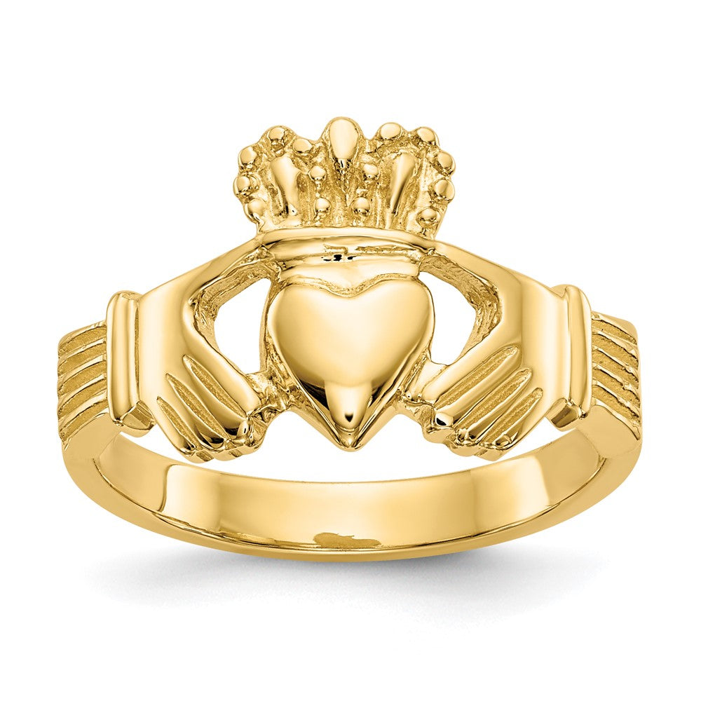 Solid;Casted;Polished;14k Yellow gold;Open back