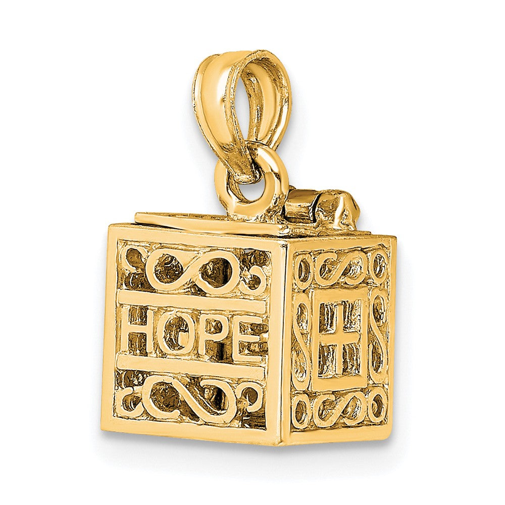 Solid;Polished;3-D;14k Yellow gold;Hinged;Opens
