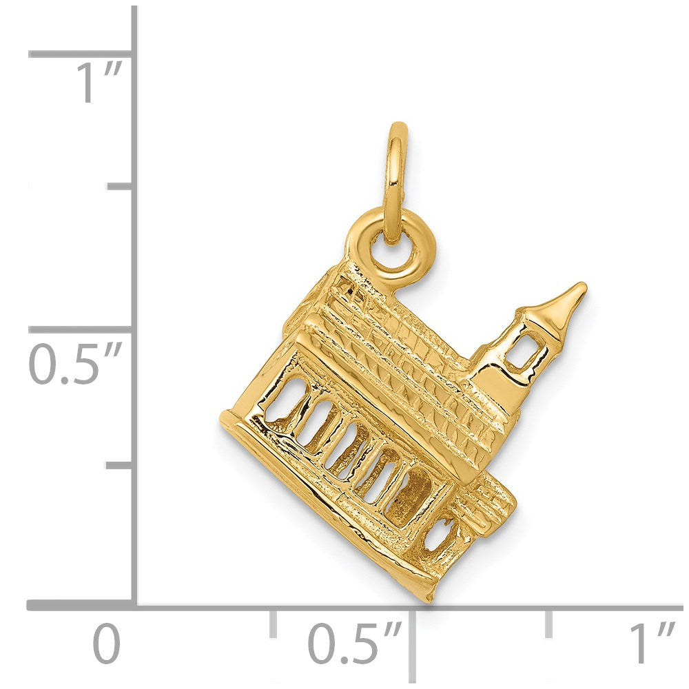 14k 3-D Church Building Charm