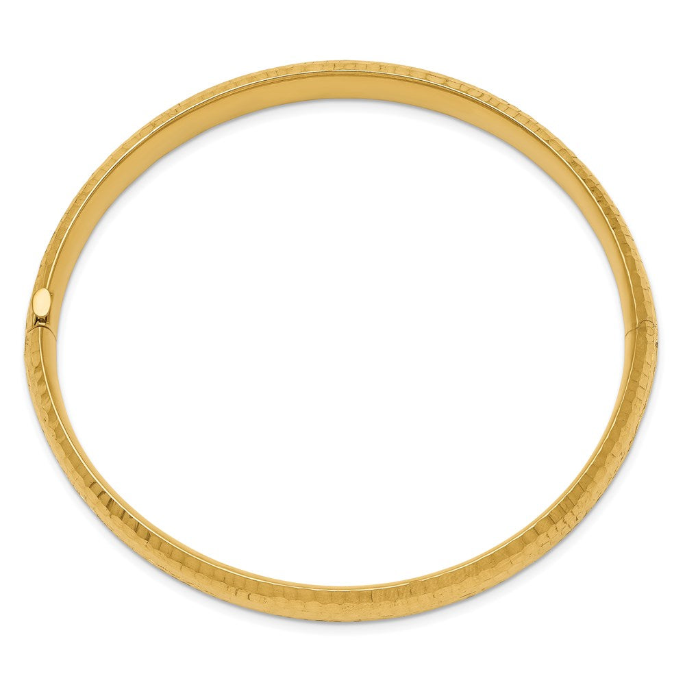 14k 5/16 Polished Fancy Hammered 8.75mm Hinged Oval Bangle Bracelet
