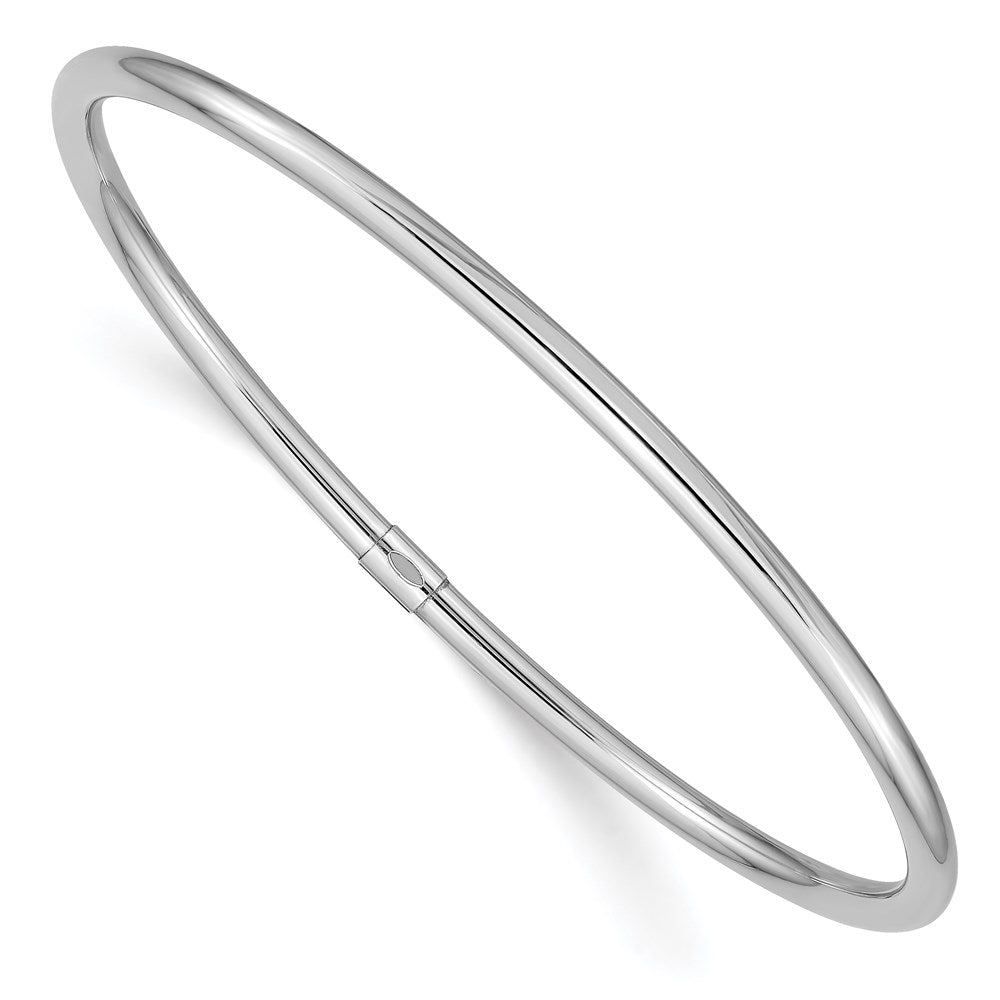 Polished;14K White gold;Slip on;Round;Hollow tube