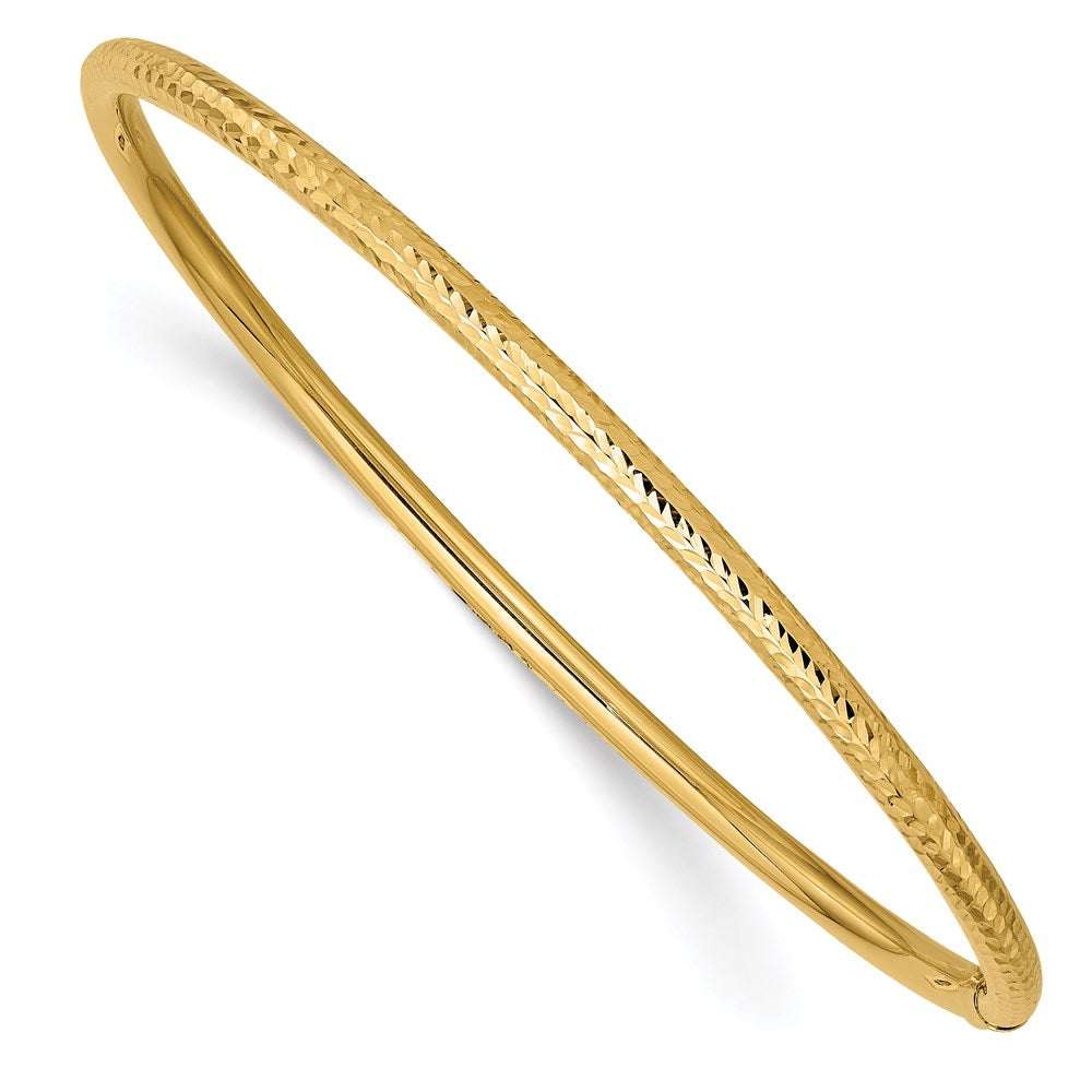 Diamond-cut;Polished;14k Yellow gold;Slip on;Round;Hollow tube