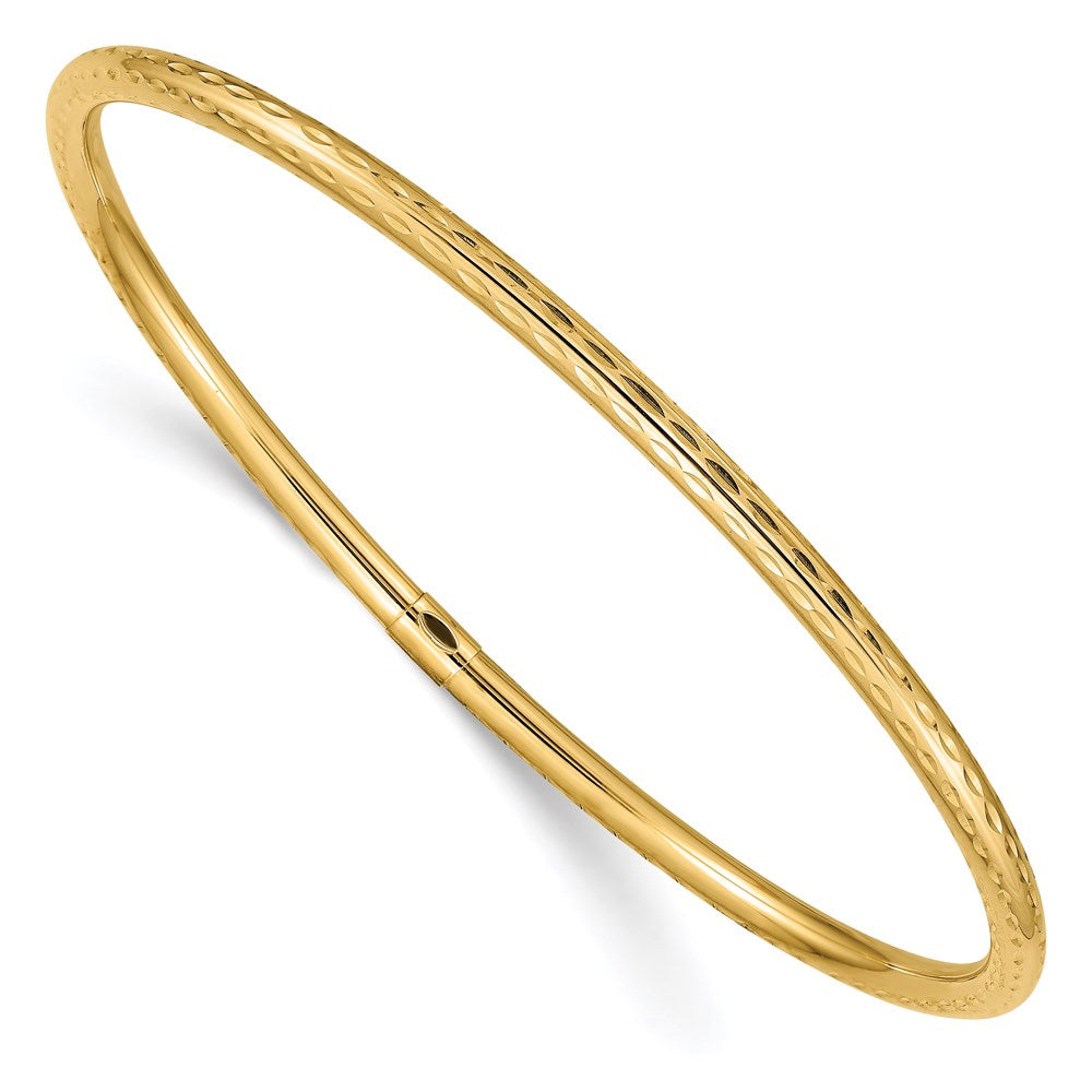 Diamond-cut;Polished;14k Yellow gold;Slip on;Round;Hollow tube