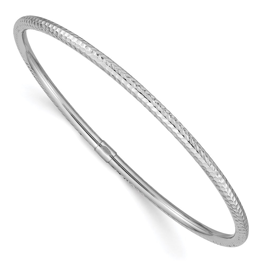 Diamond-cut;Polished;14K White gold;Slip on;Round;Hollow tube