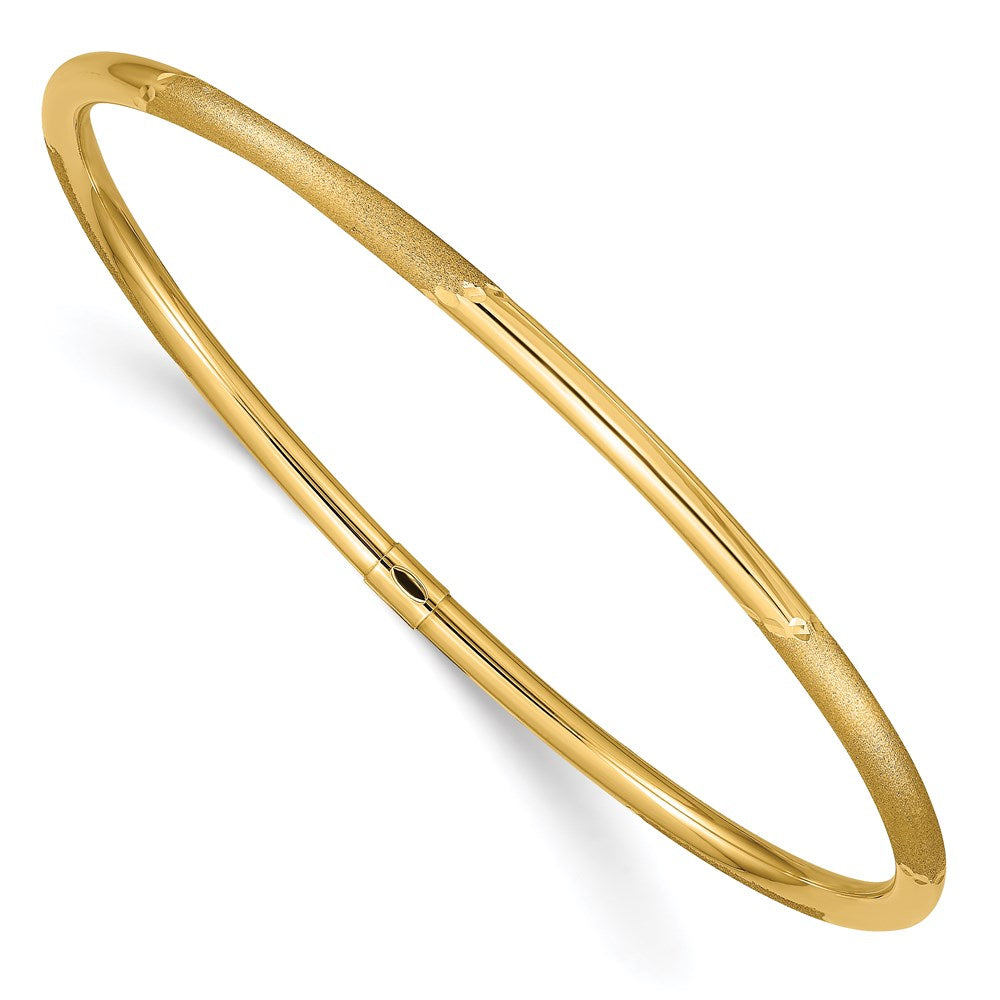 Diamond-cut;Polished;Satin;14k Yellow gold;Slip on;Round;Hollow tube