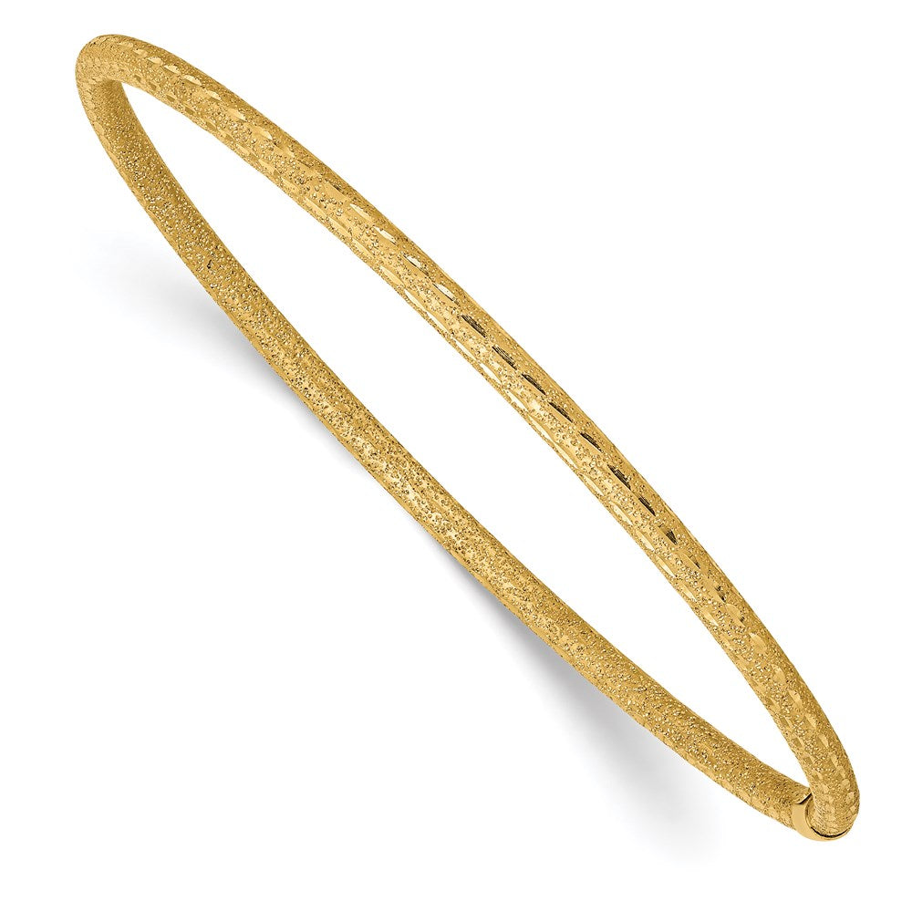 Diamond-cut;Satin;14k Yellow gold;Slip on;Laser-cut;Round;Hollow tube