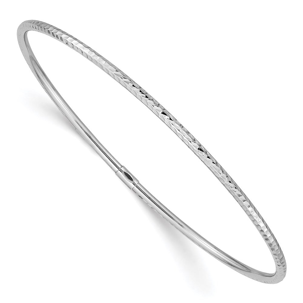 Diamond-cut;Polished;14K White gold;Slip on;Round;Hollow tube