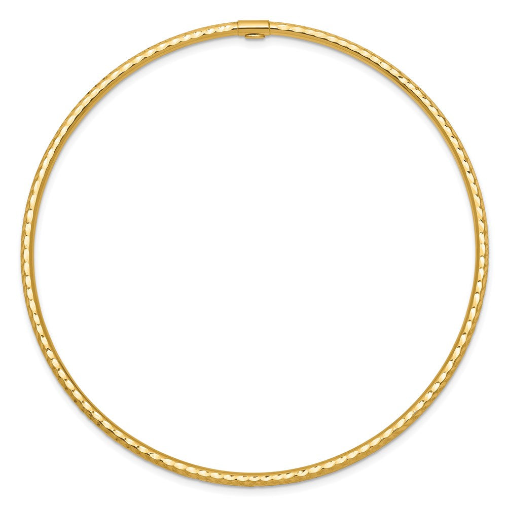 14k Polished Diamond-cut Tube 2.00mm Slip-on Round Bangle Bracelet