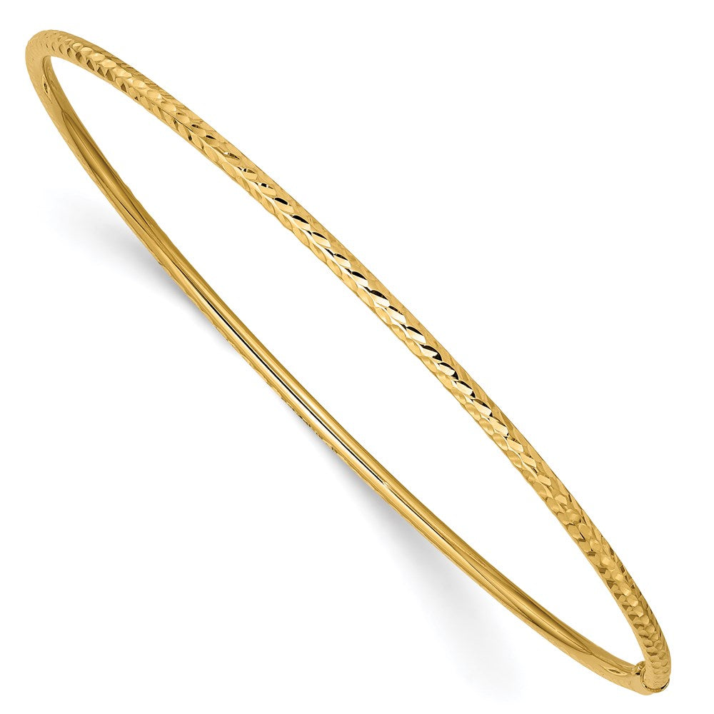 Diamond-cut;Polished;14k Yellow gold;Slip on;Round;Hollow tube