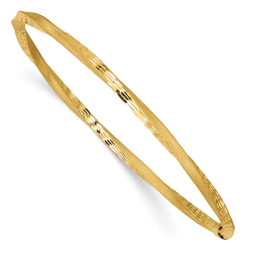 Diamond-cut;Polished;Satin;14k Yellow gold;Slip on;Round;Hollow tube