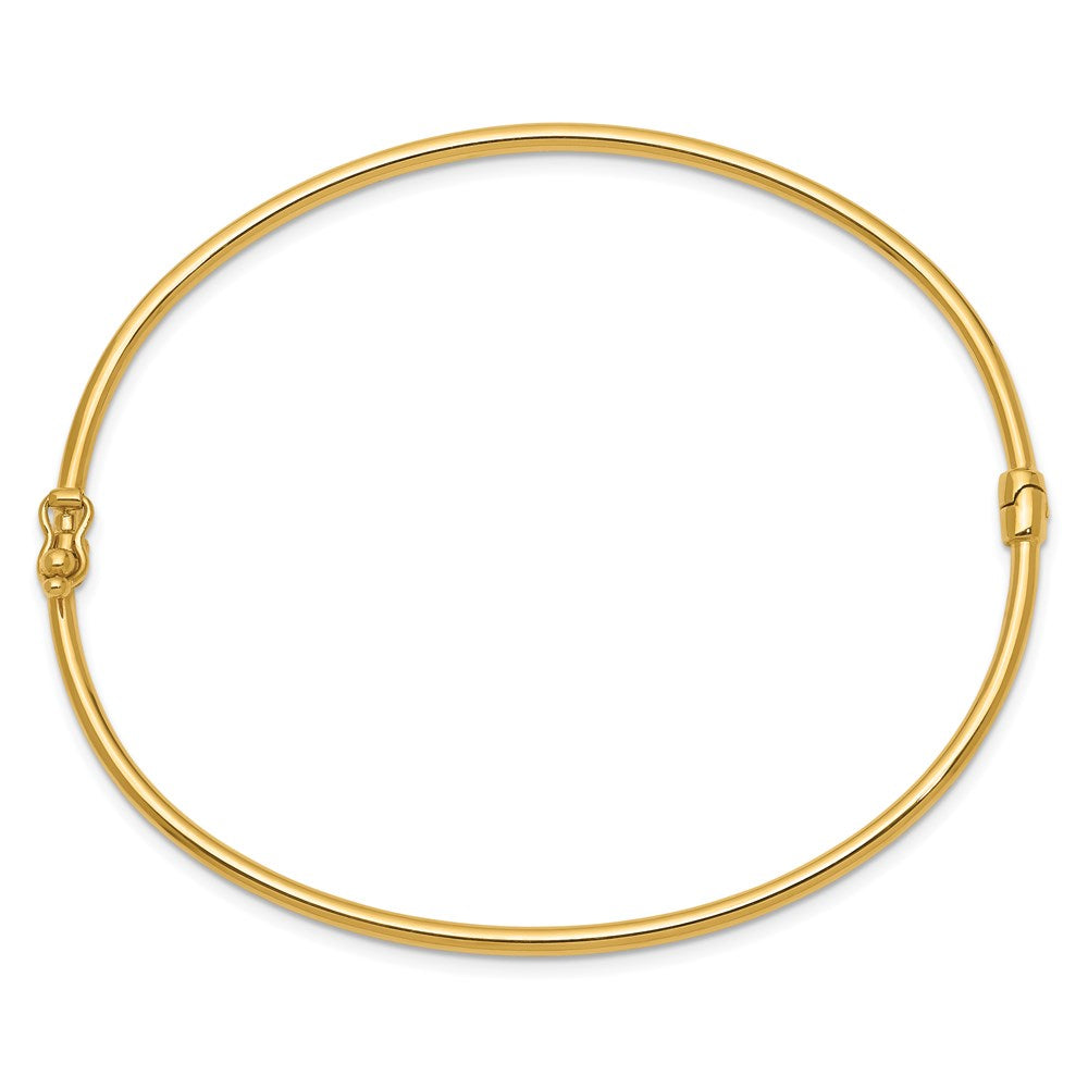 14K Polished 2.00mm Hinged Oval Bangle Bracelet