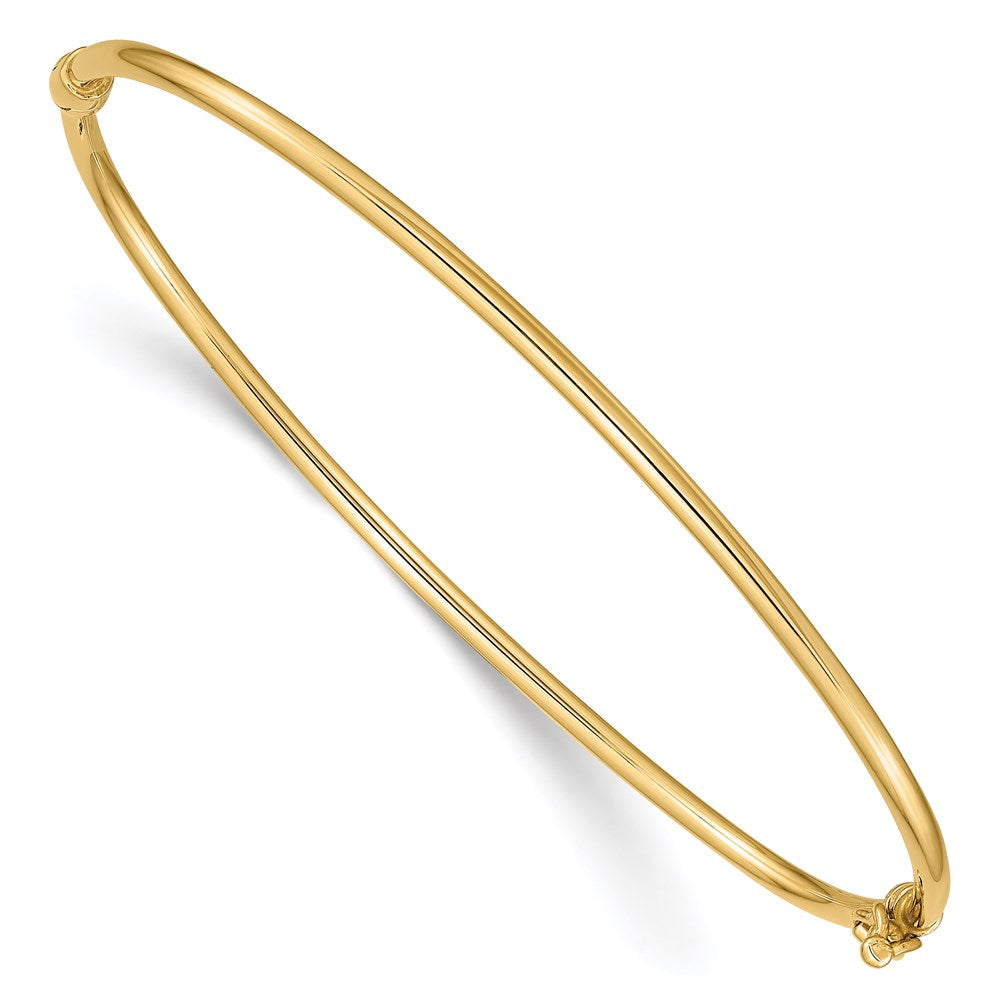 Polished;14k Yellow gold;Hollow;Hinged;Safety clasp;No safety bar;Hollow tube