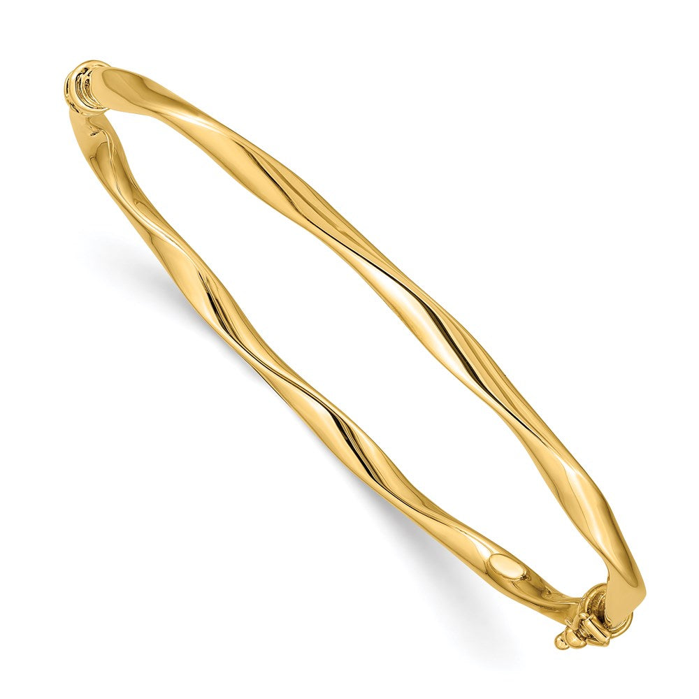 Polished;14k Yellow gold;Hollow;Hinged;Safety clasp;No safety bar;Oval