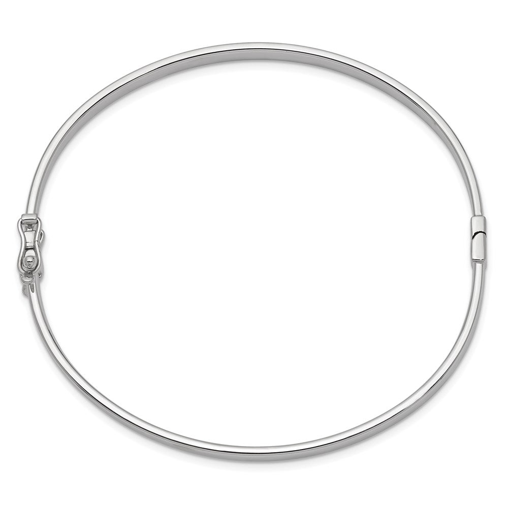 14k White Gold Polished 4.00mm Hinged Oval Bangle Bracelet