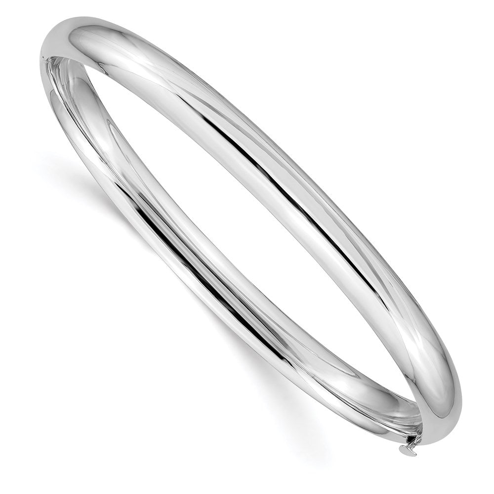 Polished;14K White gold;Flat back;Hinged;Safety bar;Safety clasp