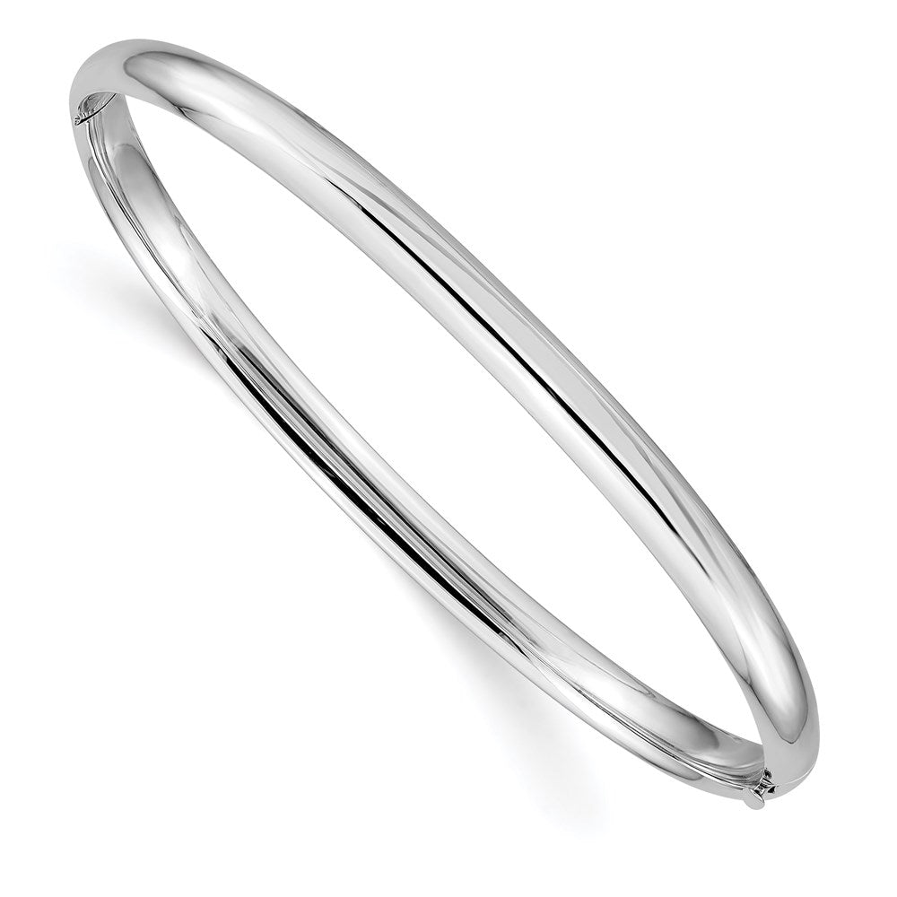 Polished;14K White gold;Flat back;Hinged;Safety bar;Safety clasp