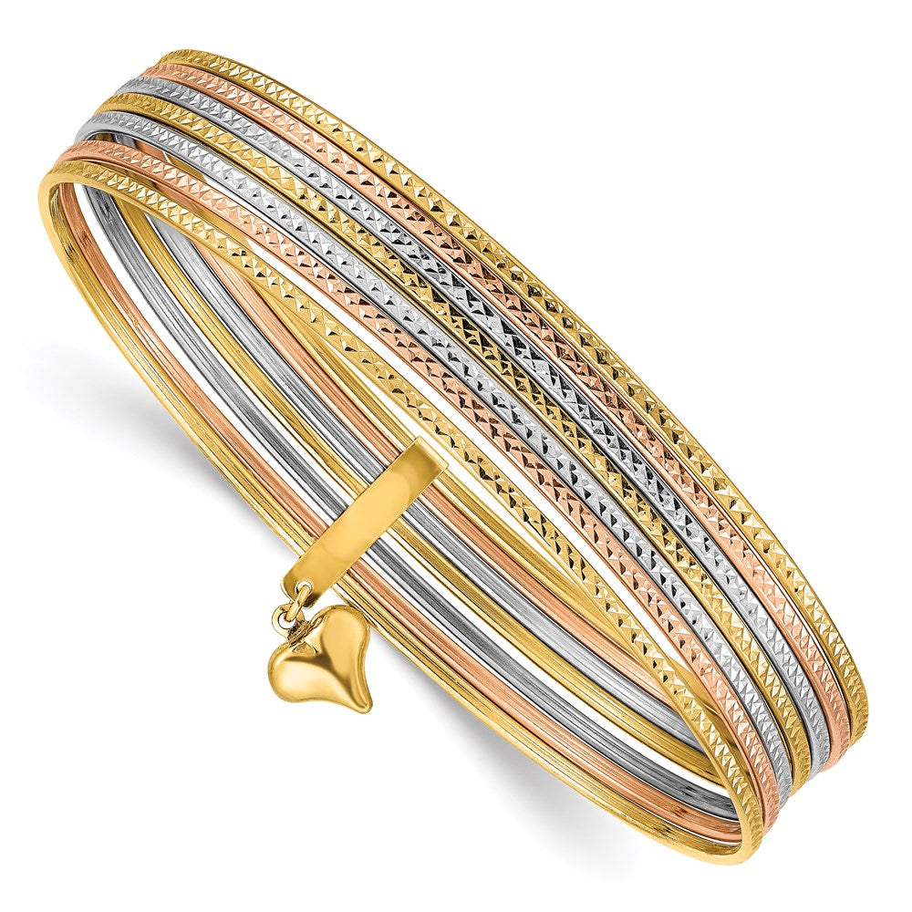 Polished;14K Tri-color;Hollow;Textured