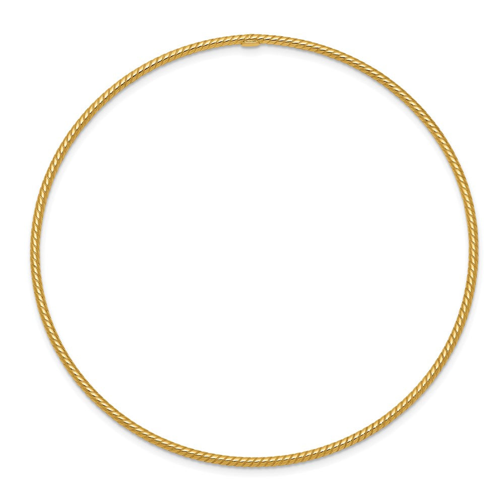 14k Polished Textured Twist 1.50mm Slip-on Round Bangle Bracelet