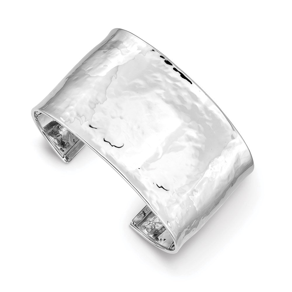 Solid;Polished;14K White gold;Cuff;Hammered