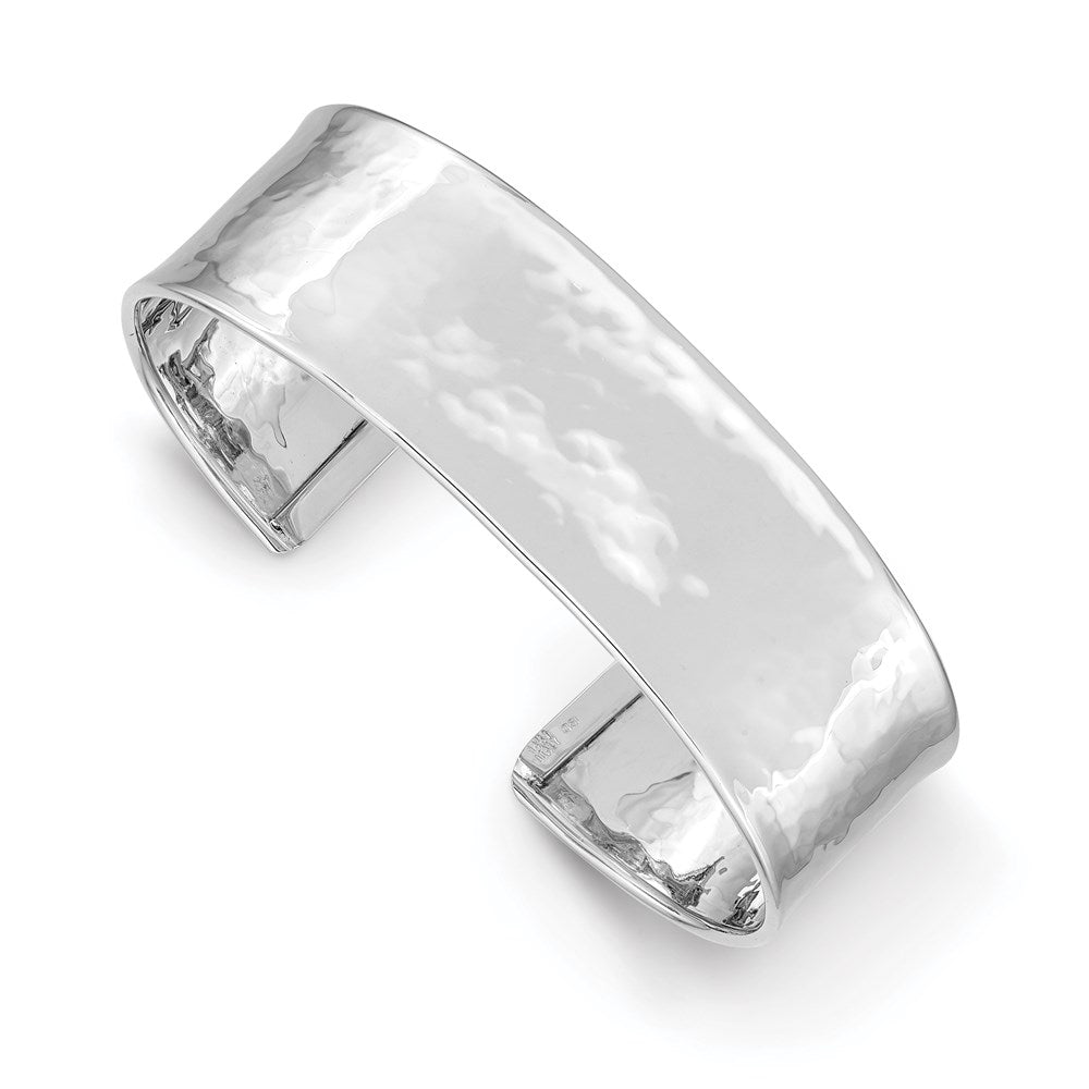 Solid;Polished;14K White gold;Cuff;Hammered