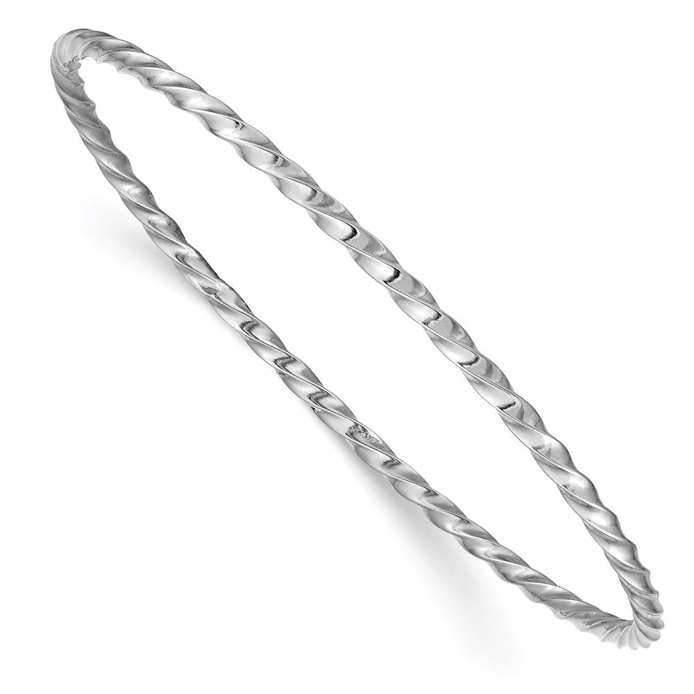 Polished;14K White gold;Hollow;Slip on;Twisted