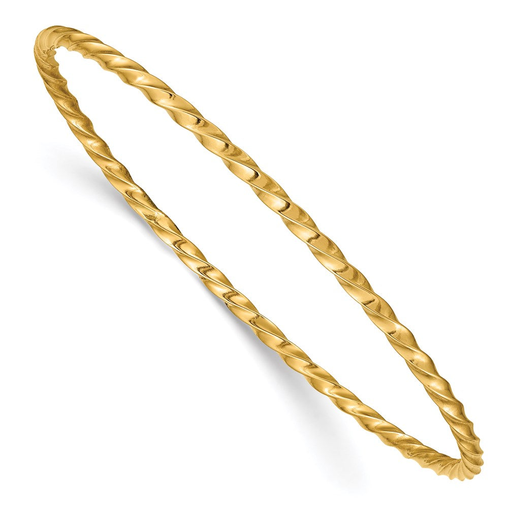 Polished;14k Yellow gold;Hollow;Slip on;Twisted