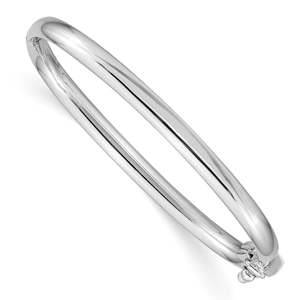 Polished;14K White gold;Hinged;Engravable;Round