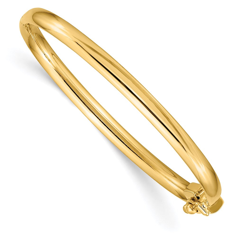 Polished;14k Yellow gold;Hinged;Safety clasp;Round