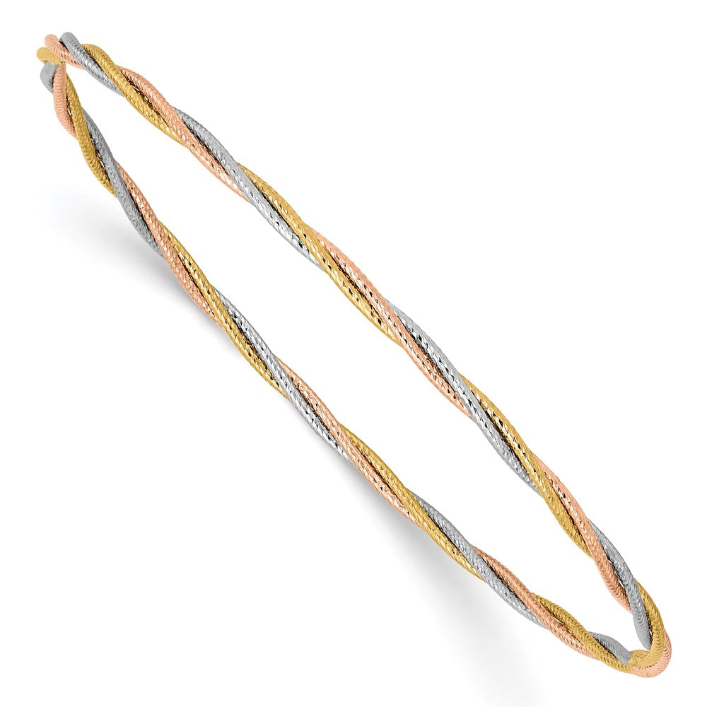 14K Tri-color;Hollow;Slip on;Diamond Cut