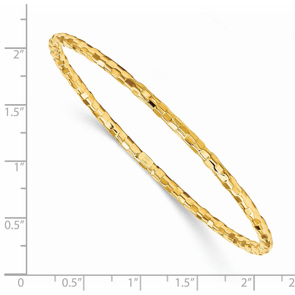 14k Polished Textured 3.00mm Slip-on Round Bangle Bracelet