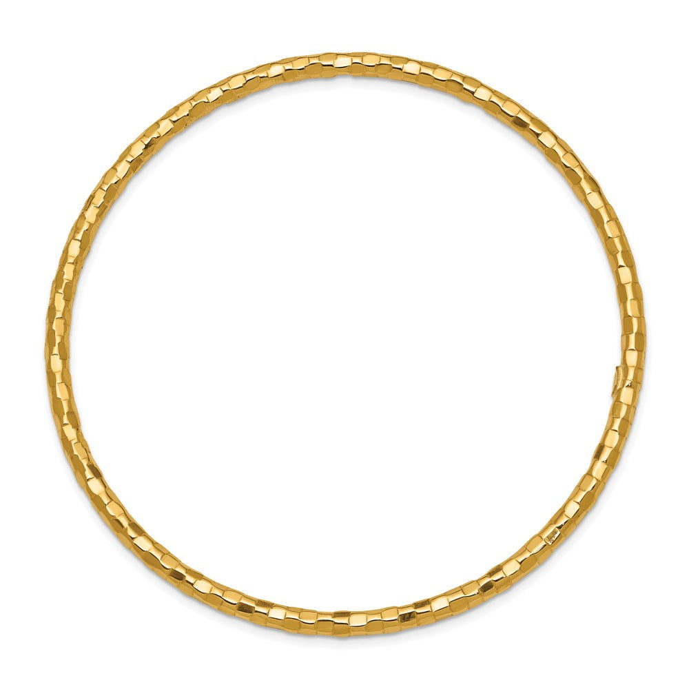 14k Polished Textured 3.00mm Slip-on Round Bangle Bracelet