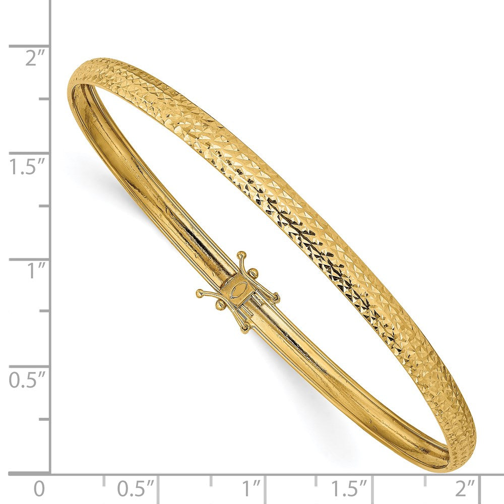 14K Polished Diamond-cut 4.25mm Flexible Round Bangle Bracelet
