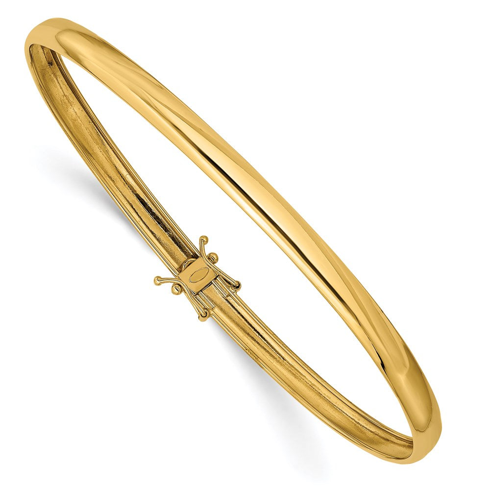 Polished;14k Yellow gold;Open back;Engravable;Safety clasp;Round;Flexible