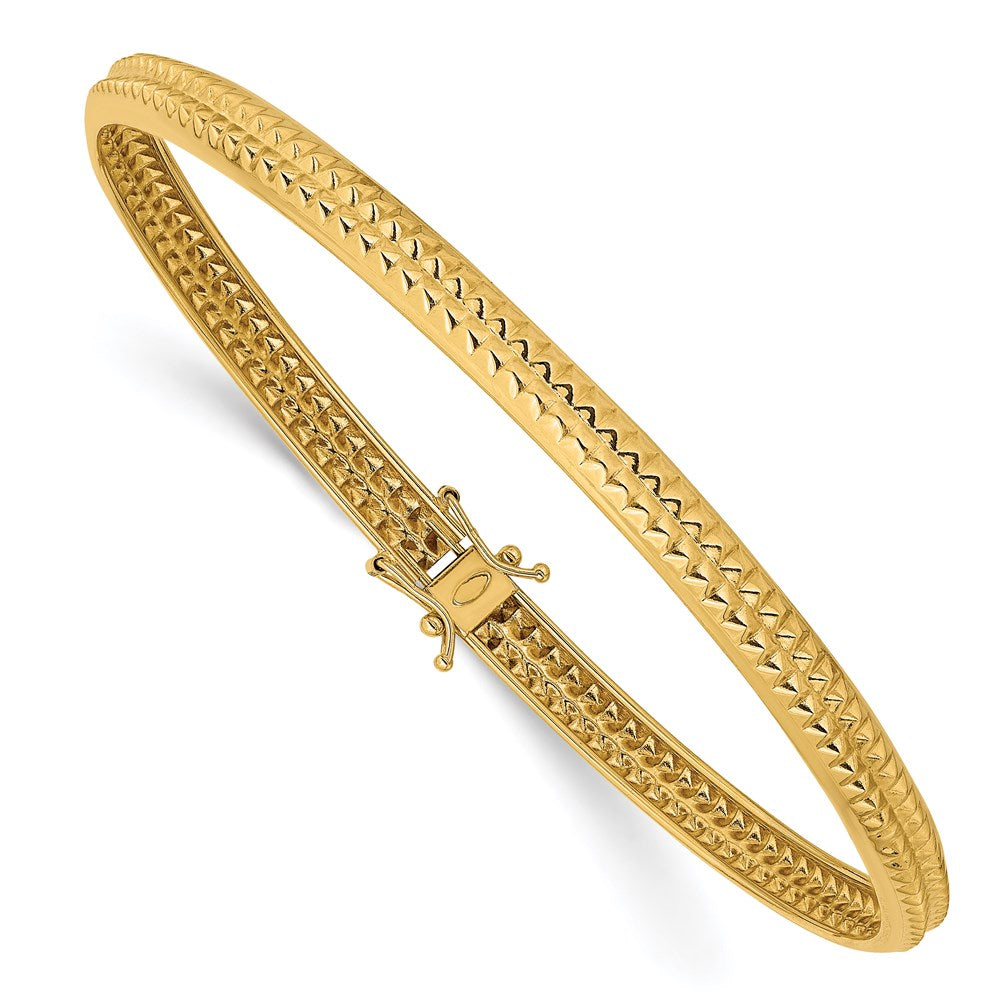 Polished;14k Yellow gold;Open back;Safety clasp;Round;Flexible