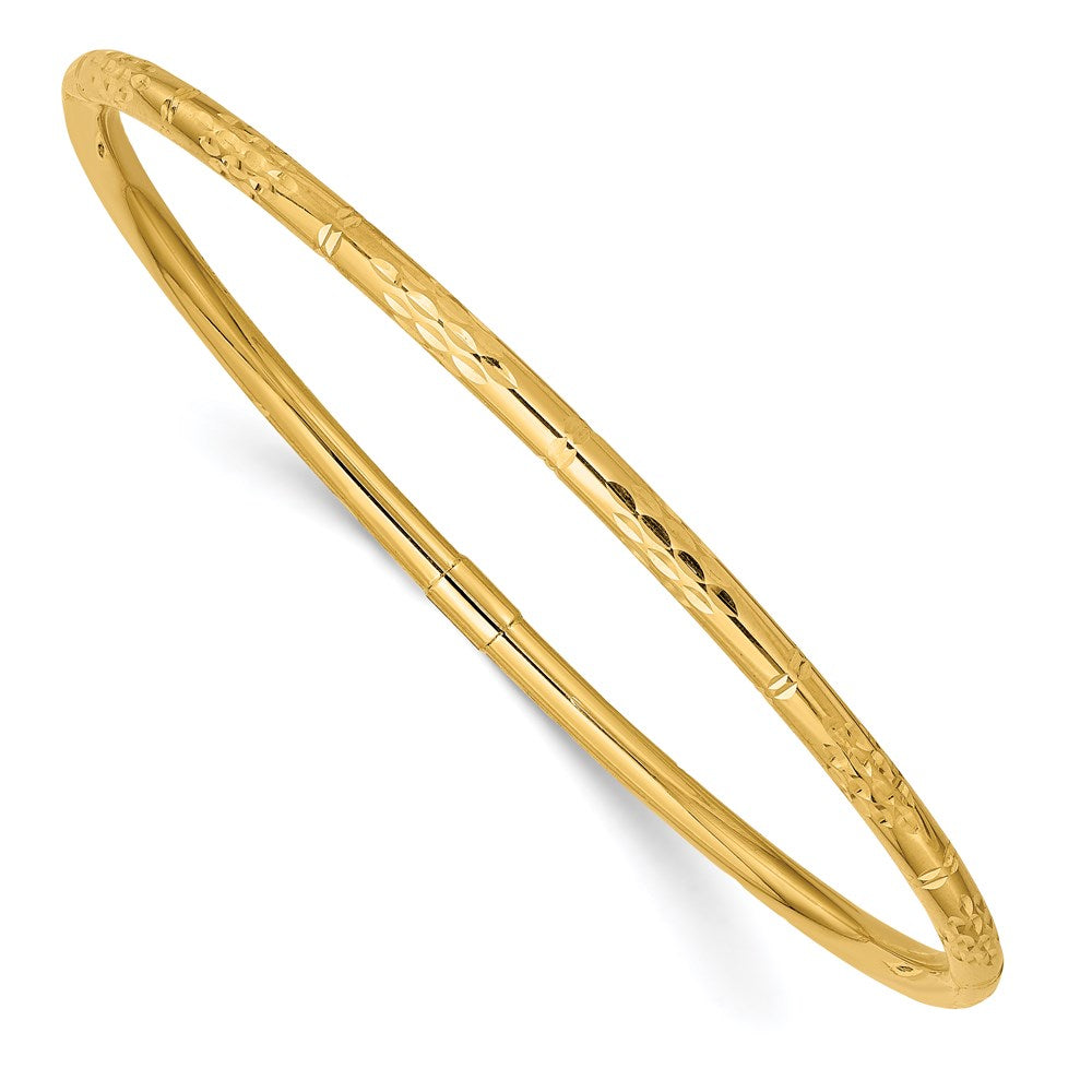 Polished;14k Yellow gold;Hollow;Slip on;Round;Diamond Cut