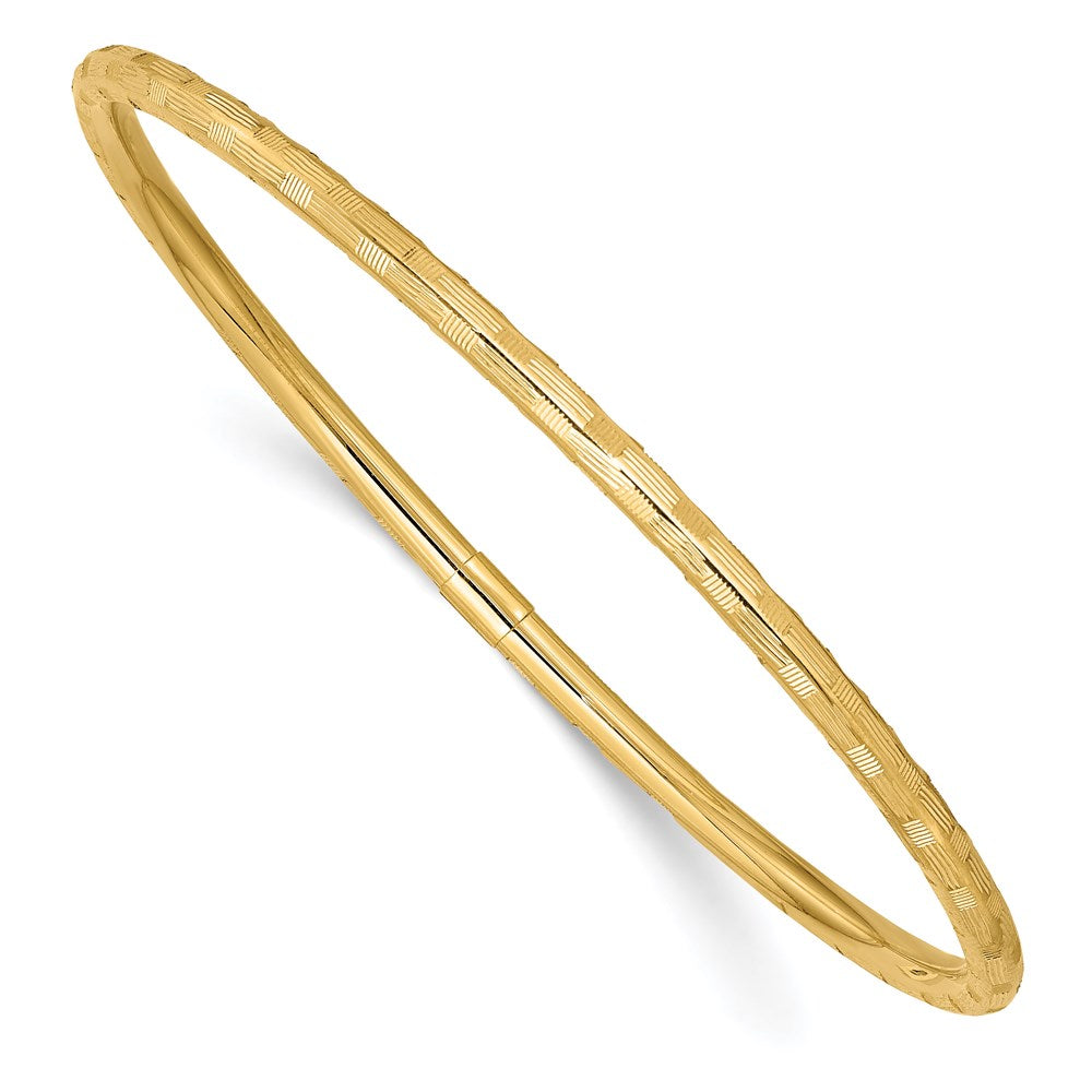 Polished;14k Yellow gold;Hollow;Slip on;Round;Diamond Cut