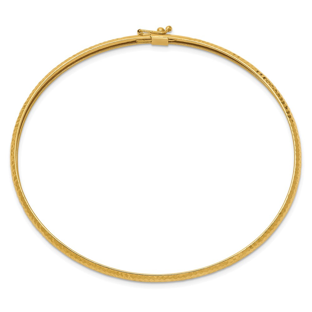 14k Polished Textured 4.00mm Flexible Oval Bangle Bracelet