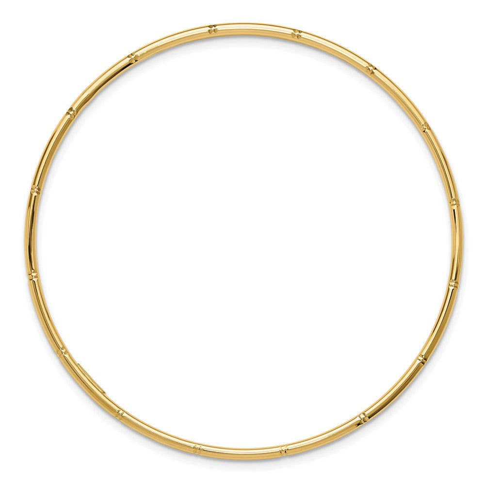 14k Polished Diamond-cut 2.00mm Slip-on Round Bangle Bracelet